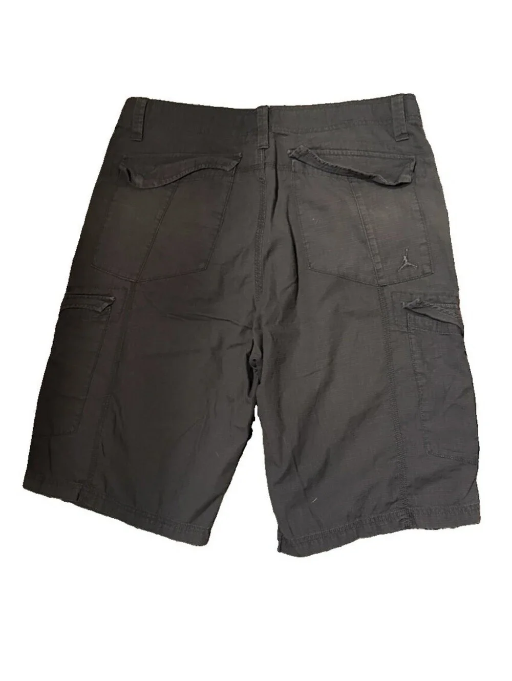Jordan Men's Gray Solid Cargo Shorts Flat Front Button Closure